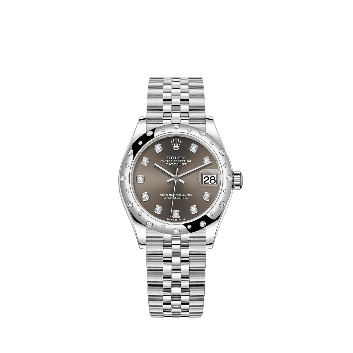 fake Rolex Datejust 31 Rolesor combination of Oystersteel white gold M278344RBR-0008