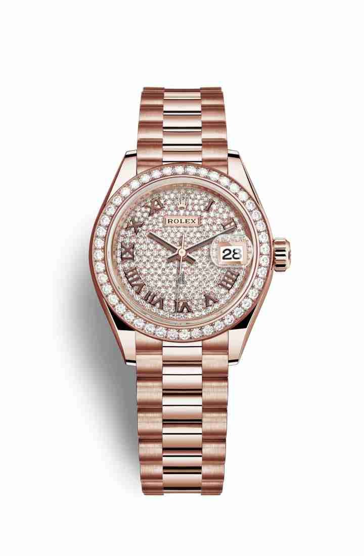 Rolex Datejust 28 Everose gold 279135RBR Diamond-paved Dial
