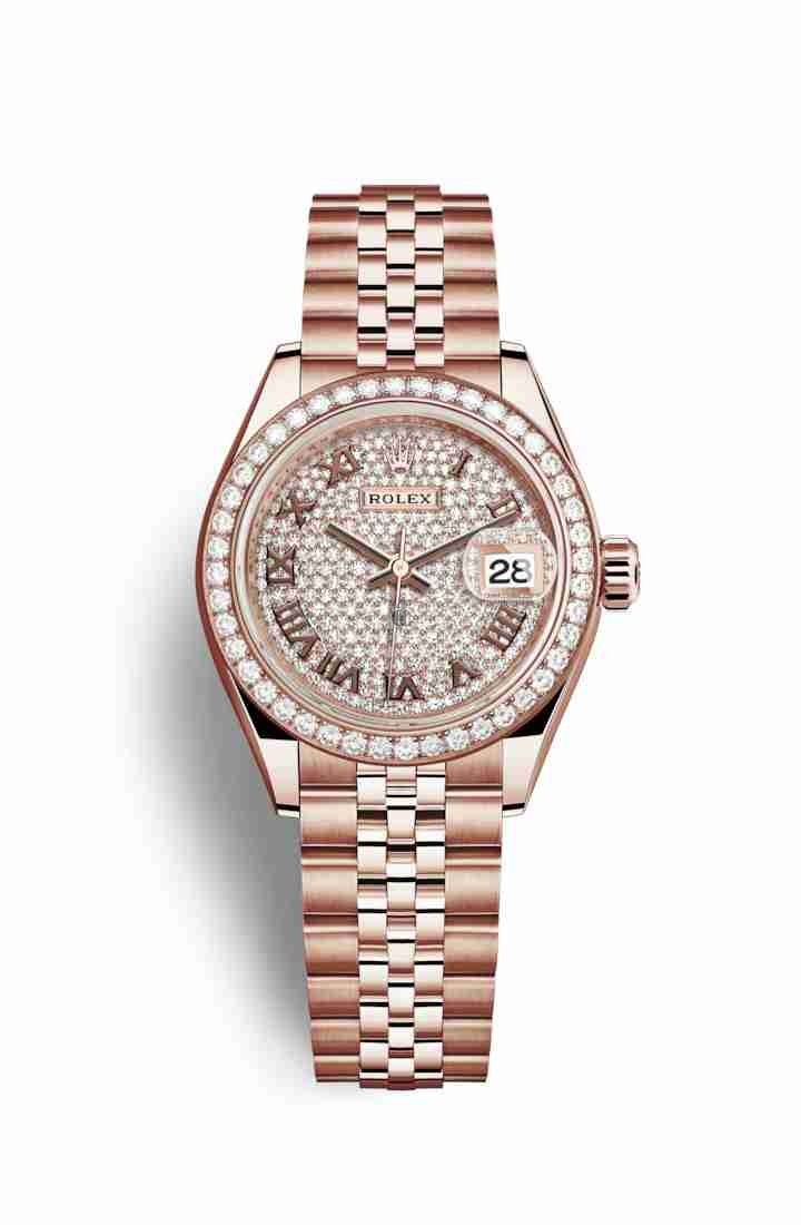 Rolex Datejust 28 Everose gold 279135RBR Diamond-paved Dial