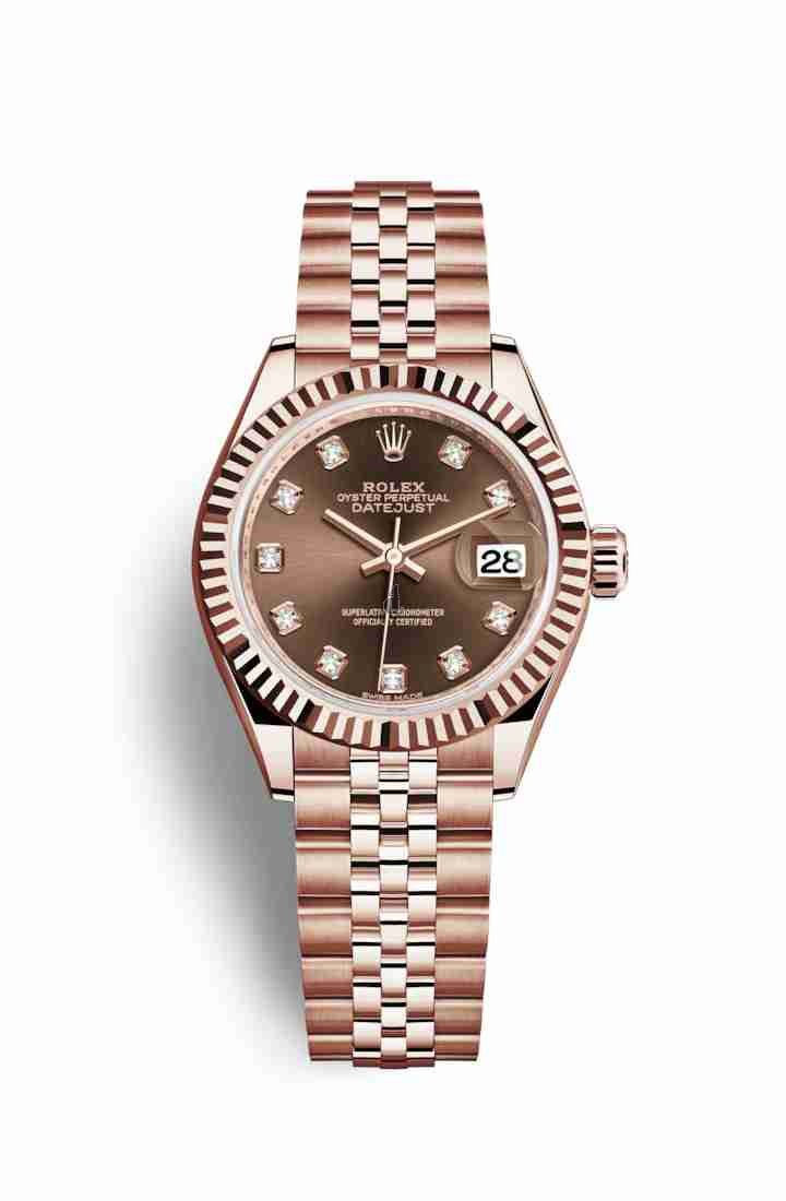 Rolex Datejust 28 Everose gold 279175 Chocolate set diamonds Dial