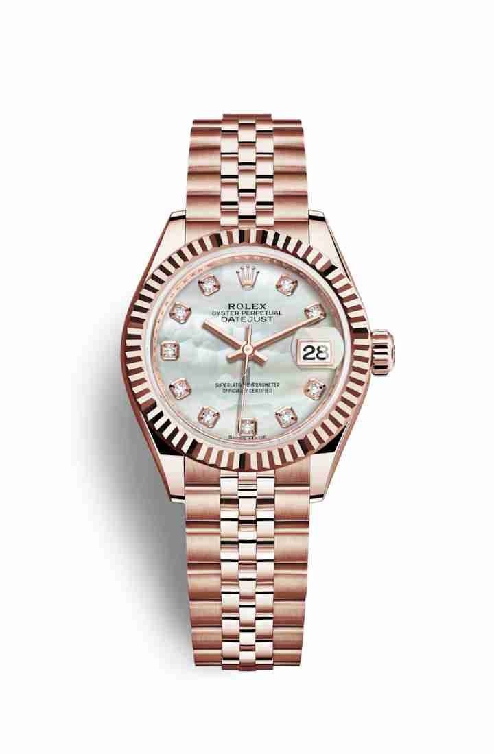 Rolex Datejust 28 Everose gold 279175 White mother-of-pearl set diamonds Dial