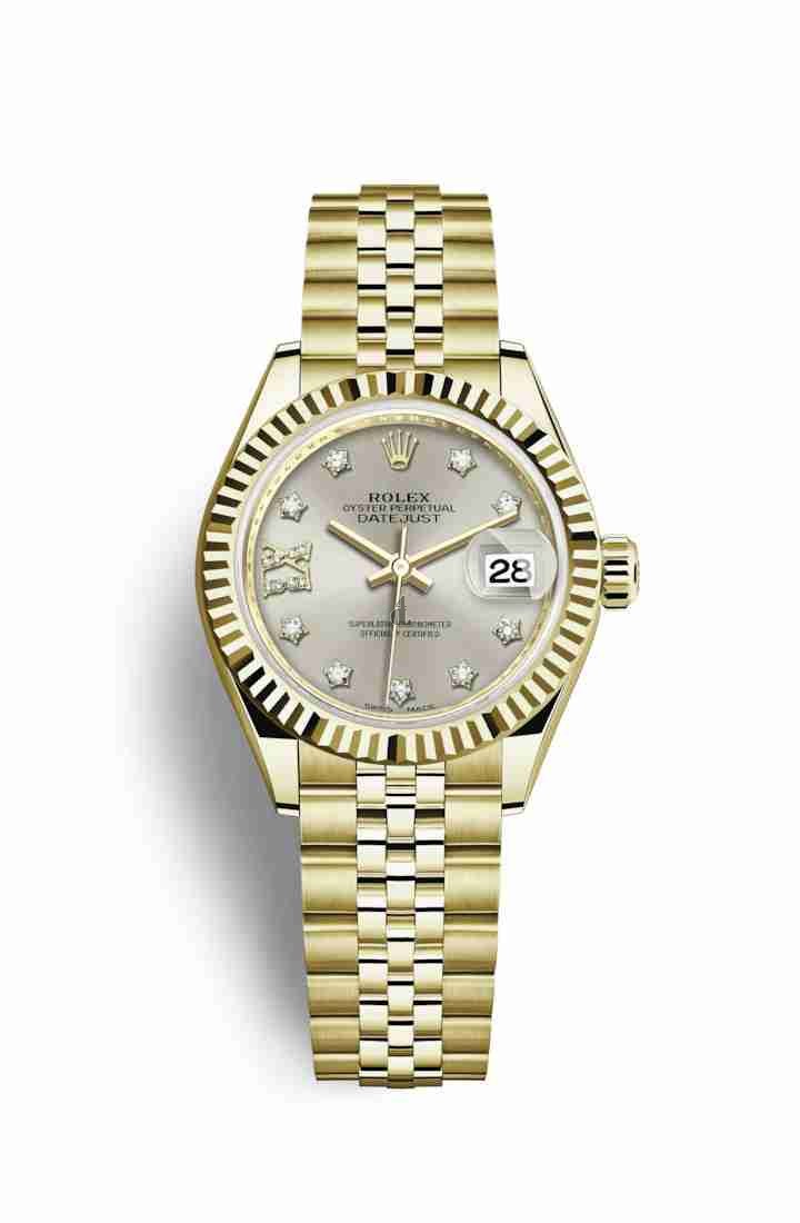 Rolex Datejust 28 yellow gold 279178 Silver set diamonds Dial
