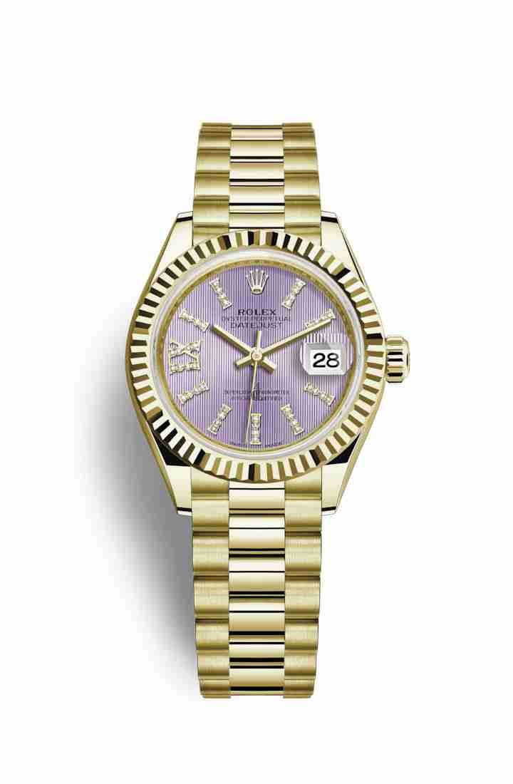 Rolex Datejust 28 yellow gold 279178 Lilac set diamonds Dial