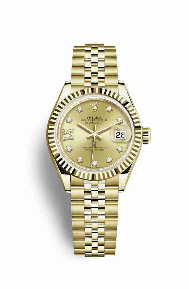 Rolex Datejust 28 yellow gold 279178 Champagne-colour set diamonds Dial