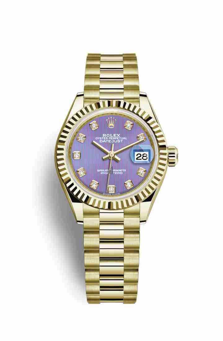 Rolex Datejust 28 yellow gold 279178 Lavender set diamonds Dial