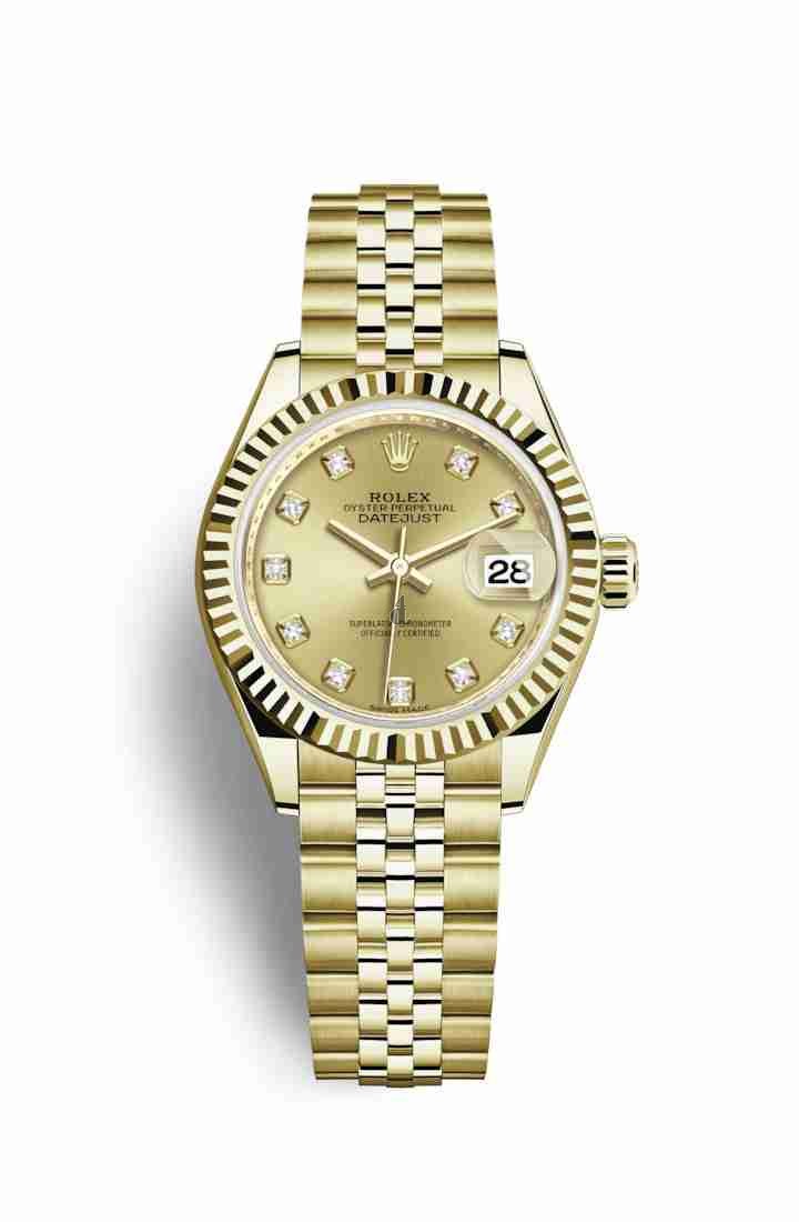 Rolex Datejust 28 yellow gold 279178 Champagne-colour set diamonds Dial