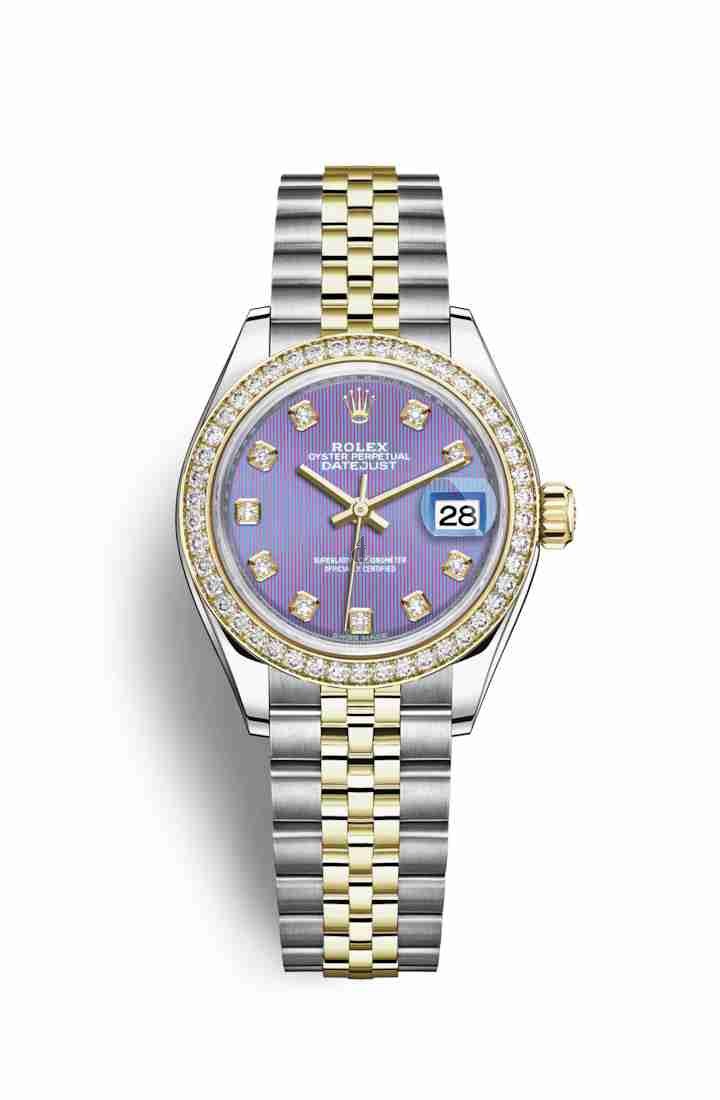 Rolex Datejust 28 Yellow Rolesor Oystersteel yellow gold 279383RBR Lavender set diamonds Dial