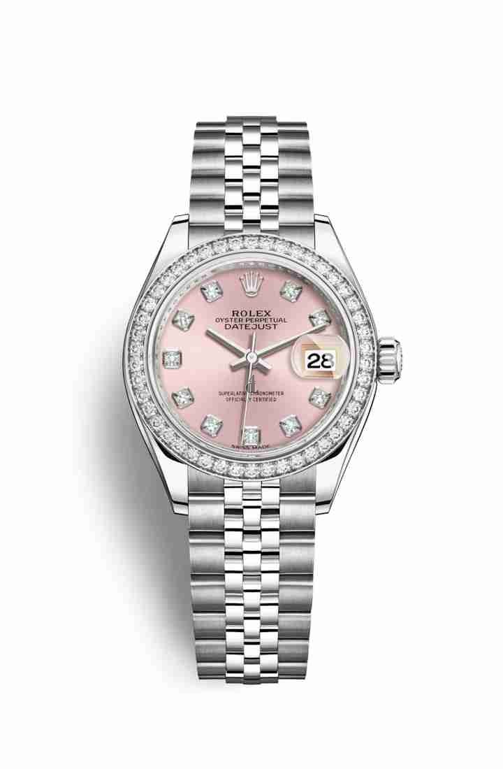 Rolex Datejust 28 White Rolesor Oystersteel white gold 279384RBR Pink set diamonds Dial