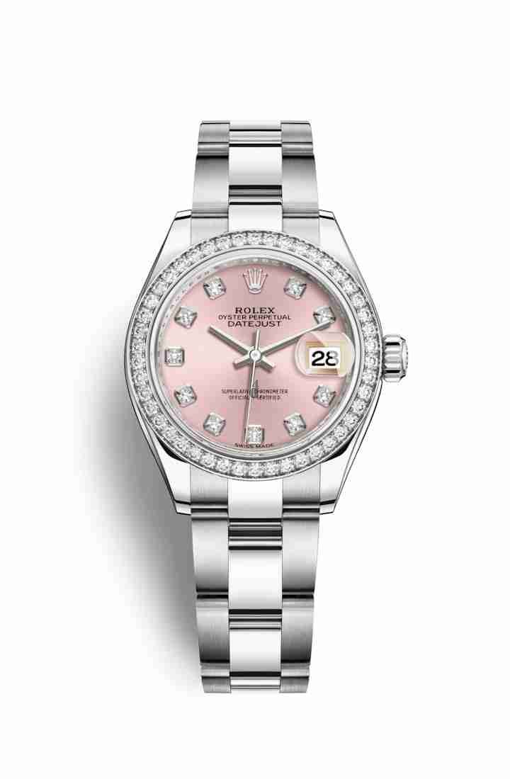 Rolex Datejust 28 White Rolesor Oystersteel white gold 279384RBR Pink set diamonds Dial