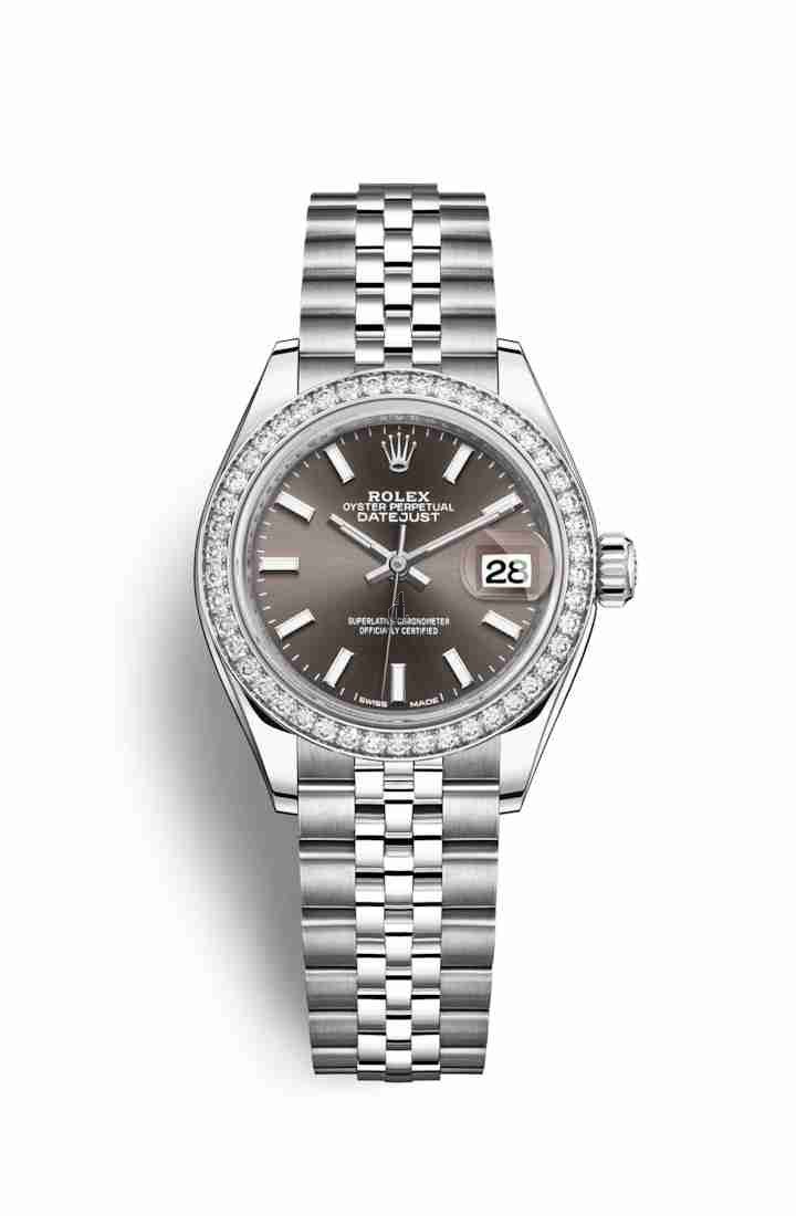 Rolex Datejust 28 White Rolesor Oystersteel white gold 279384RBR Dark grey Dial