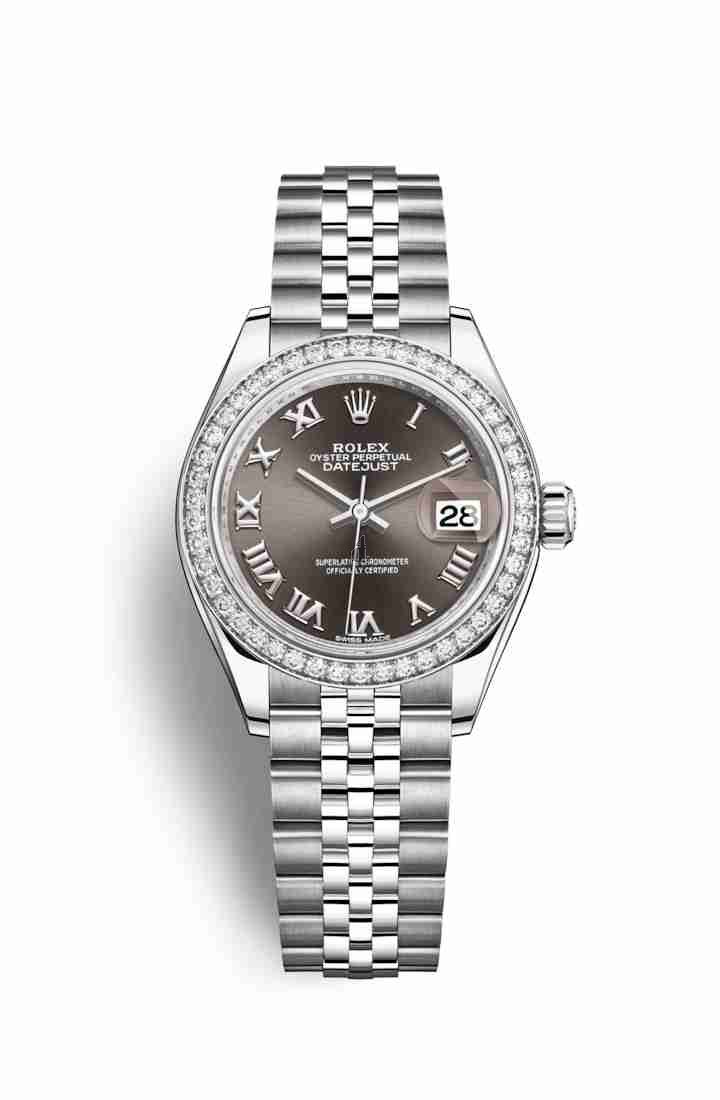 Rolex Datejust 28 White Rolesor Oystersteel white gold 279384RBR Dark grey Dial