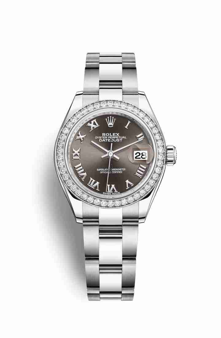 Rolex Datejust 28 White Rolesor Oystersteel white gold 279384RBR Dark grey Dial
