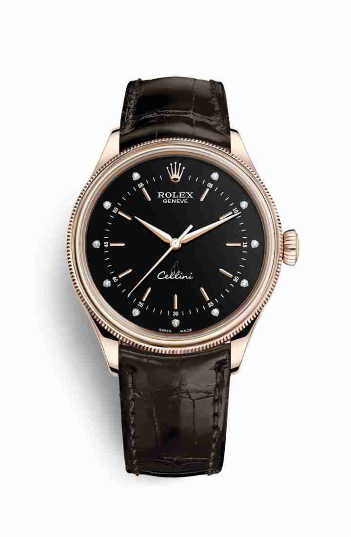 Rolex Cellini Time Everose gold 50505 Black set diamonds Dial