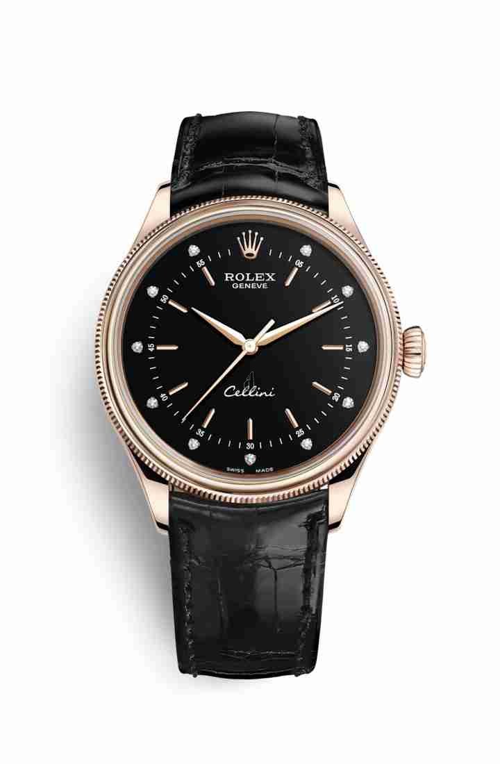 Rolex Cellini Time Everose gold 50505 Black set diamonds Dial