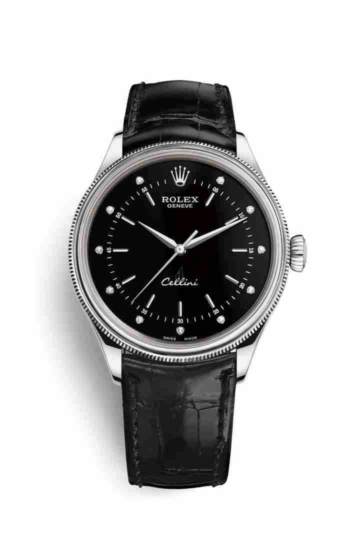Rolex Cellini Time white gold 50509 Black set diamonds Dial