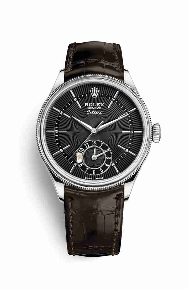 Rolex Cellini Dual Time white gold 50529 Black guilloche Dial
