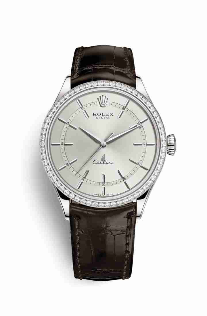 Rolex Cellini Time 18ct white gold 50709RBR Rhodium Dial