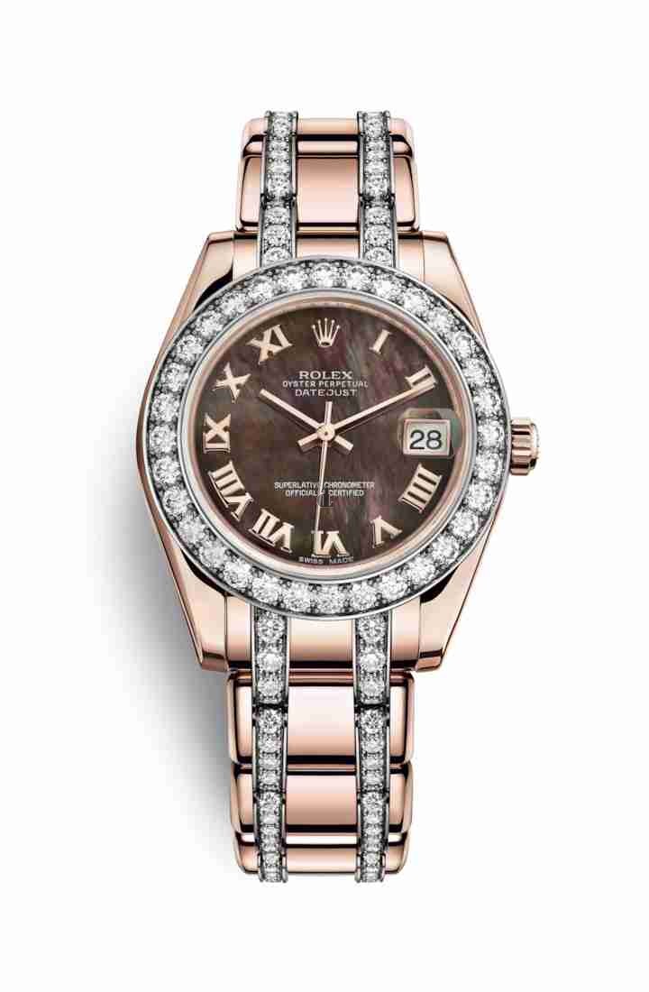 Rolex Pearlmaster 34 Everose gold 81285 Black mother-of-pearl Dial