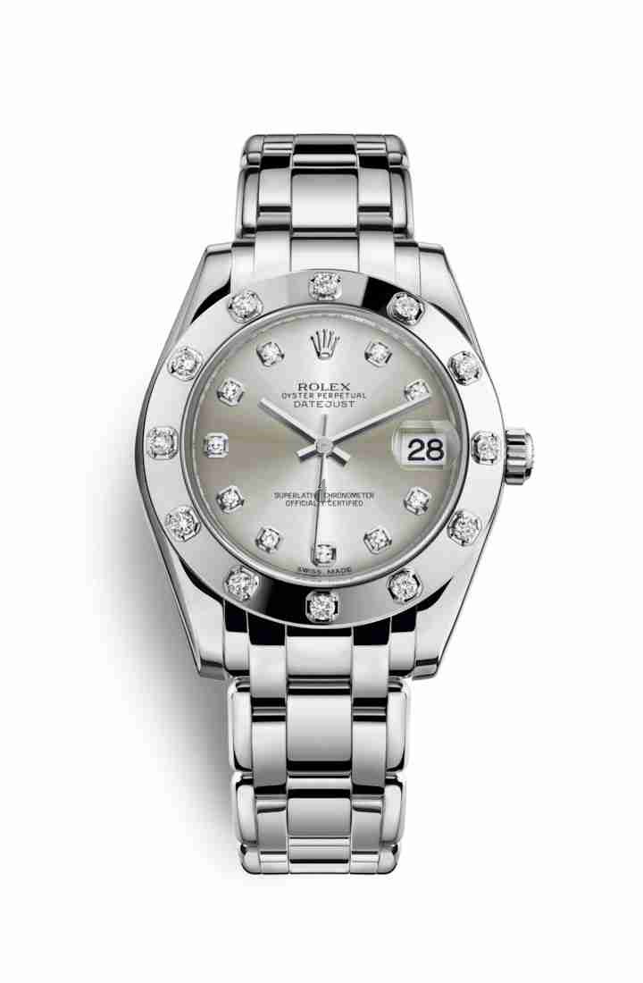 Rolex Pearlmaster 34 white gold 81319 Silver set diamonds Dial