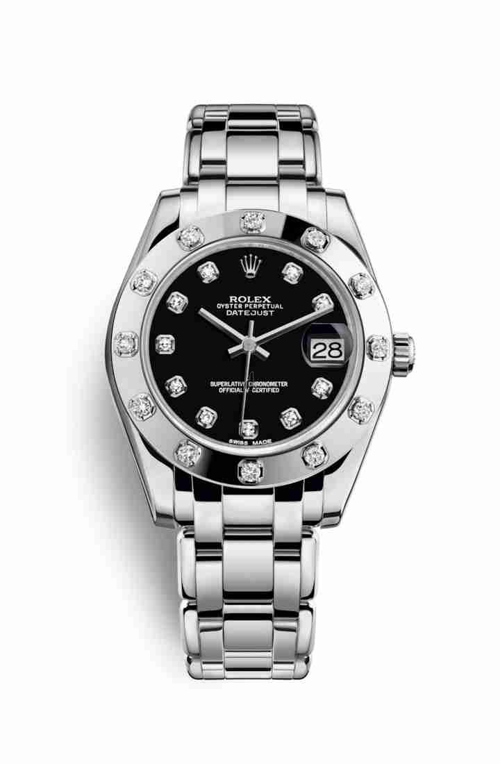 Rolex Pearlmaster 34 white gold 81319 Black set diamonds Dial