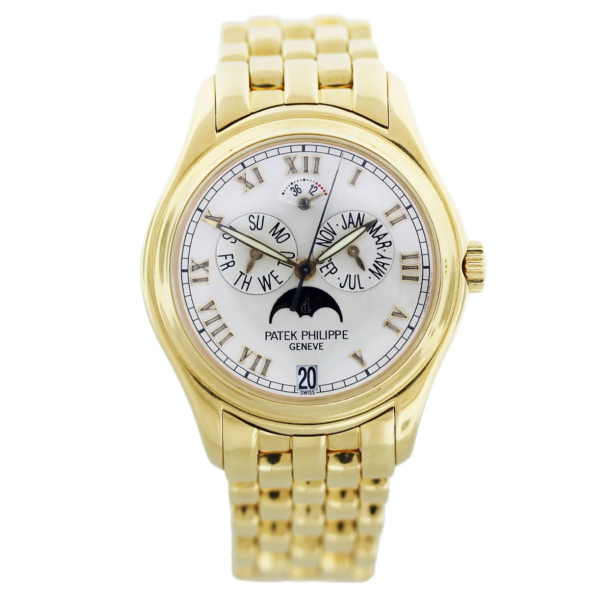 Fake Patek Philippe Annual Calendar Moonphase White Dial Gold Stainless Steel Automatic Unisex Watch 5036-1J