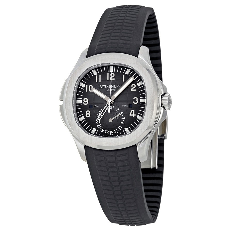 Fake Patek Philippe Aquanaut Dual Time Black Dial Automatic Men's Watch 5164A-001