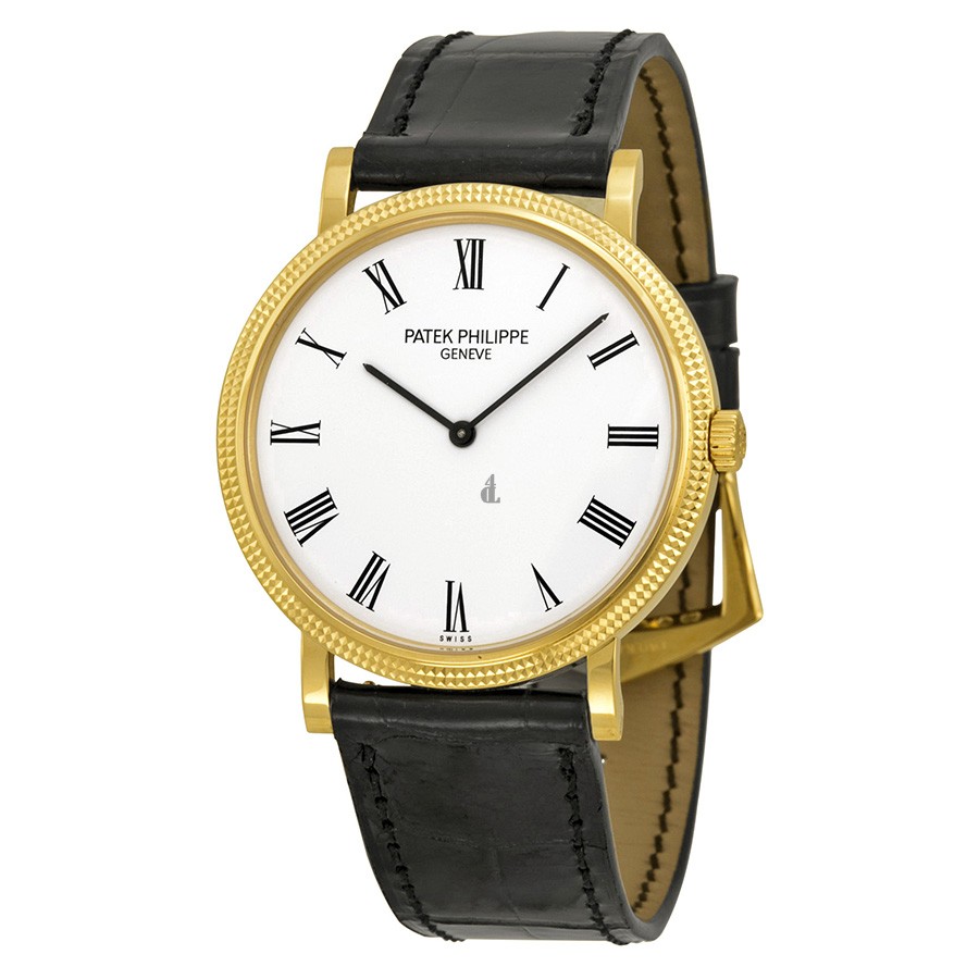 Fake Patek Philippe Calatrava Automatic White Dial Black Leather Men's Watch 5120J-001