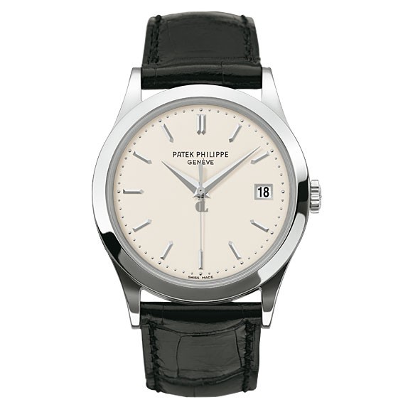 Fake Patek Philippe Calatrava Opaline White Dial 18kt White Gold Men's Watch 5296G-010