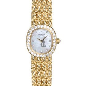 Fake Patek Philippe Golden Ellipse White Mother of Pearl Dial Ladies Watch 4931-2J