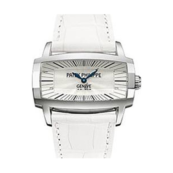 Fake Patek Philippe Gondolo Gemma Mother Of Pearl Dial White Leather Ladies Watch 4980G