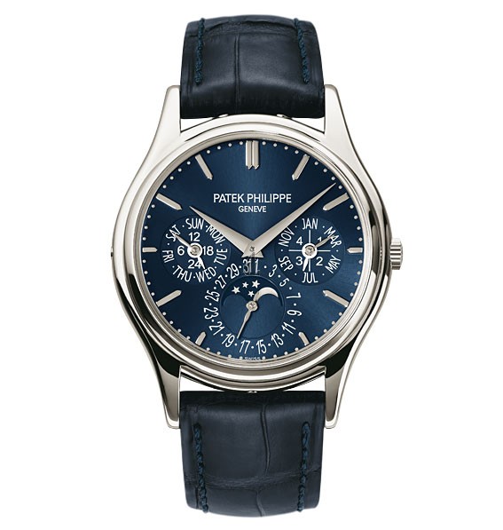 Fake Patek Philippe Grand Complications Blue Dial Platinum Blue Leather Men's Watch 5140P