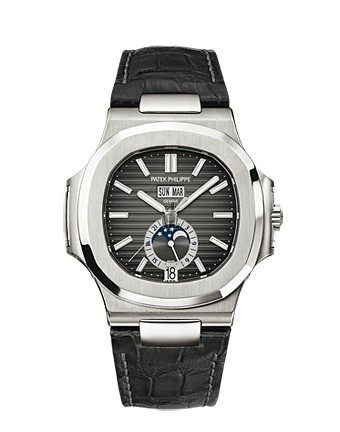Fake Patek Philippe Nautilus Automatic GMT Moonphase Black Dial Stainless Steel Men's Watch 5726A-001