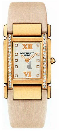 Fake Patek Philippe Twenty 4 18kt Rose Gold Vanilla Strap Diamond Ladies Watch 4920R