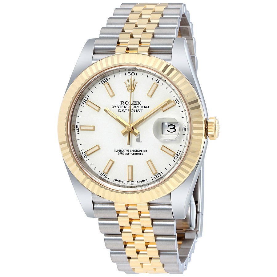 imitation Rolex Datejust 41 12633WSJ White Dial Steel and 18K Yellow Gold Jubilee Watch