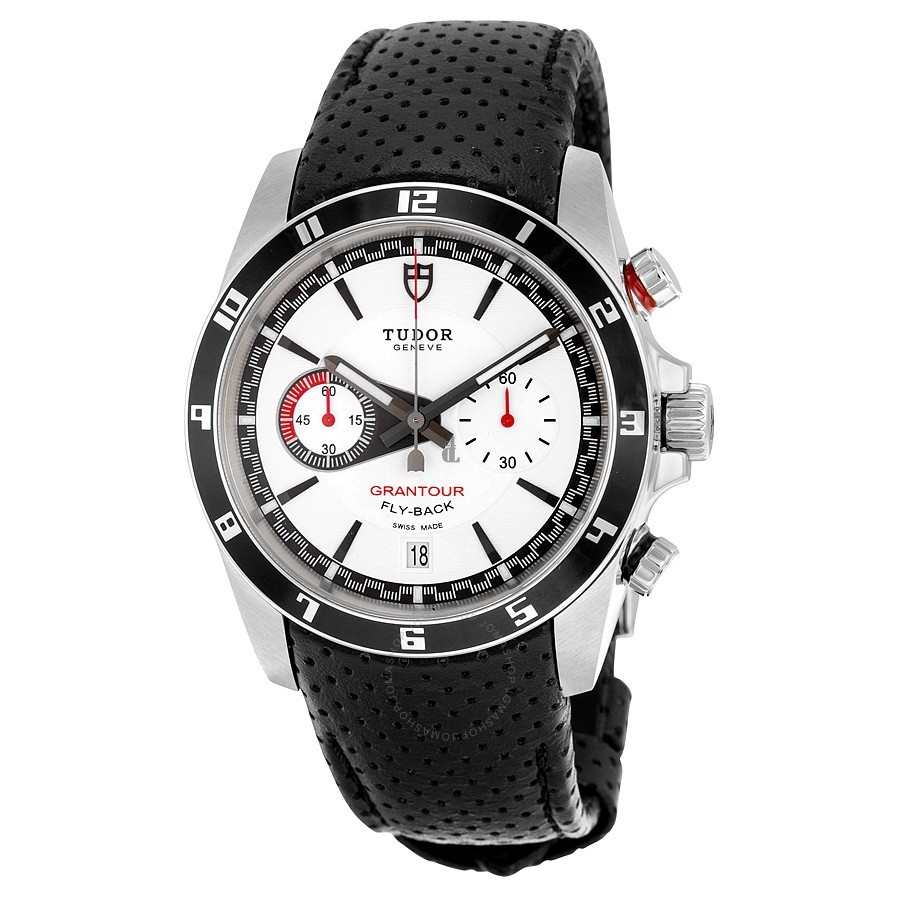 Tudor Grantour White Dial Black Leather 20550N-WMCPL Replica