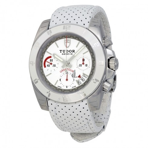 Tudor Grantour Chronograph White Dial White Microperforated Leather 20350W-WSWMCPL Replica