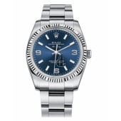 Fake Rolex Air-King White Gold Fluted Bezel Blue dial 114234 BLAO.