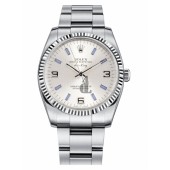 Fake Rolex Air-King White Gold Fluted Bezel Silver round dial 114234 SBLIO.
