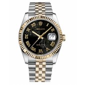 Fake Rolex Datejust 36mm Steel and Yellow Gold Black Jubilee Dial 116233 BKJRJ.