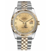 Fake Rolex Datejust 36mm Steel and Yellow Gold Champagne Dial 116233 CHRJ.