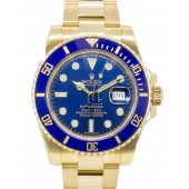 Fake Rolex Submariner Date Yellow Gold Blue Dial 116618LB.