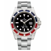 Fake Rolex GMT Master II White Gold Black Dial 116759 SARU.