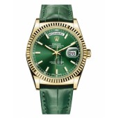 Fake Rolex Day Date Yellow Gold Green Dial 118138 GRL.