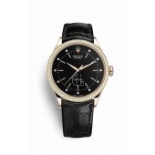 Rolex Cellini Time Everose gold 50705RBR Black set diamonds Dial