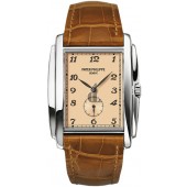 Fake Patek Philippe Gondolo Manua Vintage Rose Dial Leather Men's Watch 5124G-001
