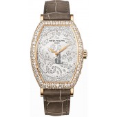 Fake Patek Philippe Gondolo Mechanical Gold and Diamond Dial Ladies Watch 7099R-001