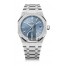 fake Audemars Piguet Royal Oak Selfwinding 34 Frosted White Gold Blue 77353BC.GG.1263BC.01