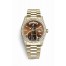 Rolex Day-Date 36 yellow gold lugs set diamonds 118388 Cognac Dial