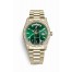Rolex Day-Date 36 yellow gold lugs set diamonds 118388 Green Dial