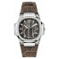 Fake Patek Philippe Nautilus Anthracite Gray, Brown Leather Ladies Watch 7010G-010